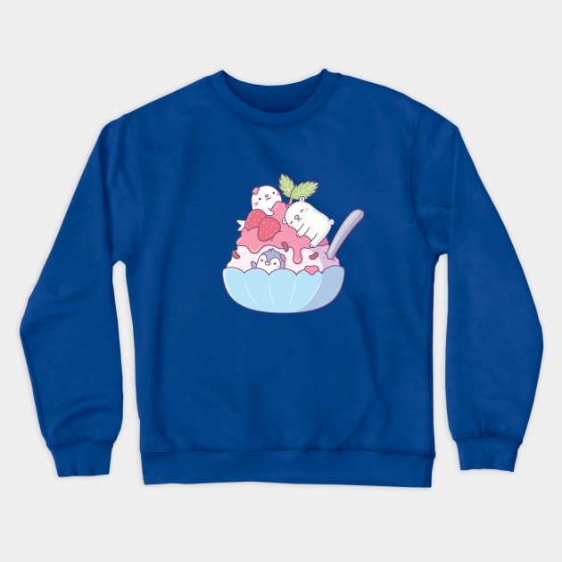 Shaved Ice Dessert with Cute Seal, Polar Bear and Penguin Crewneck Sweatshirt by rustydoodle